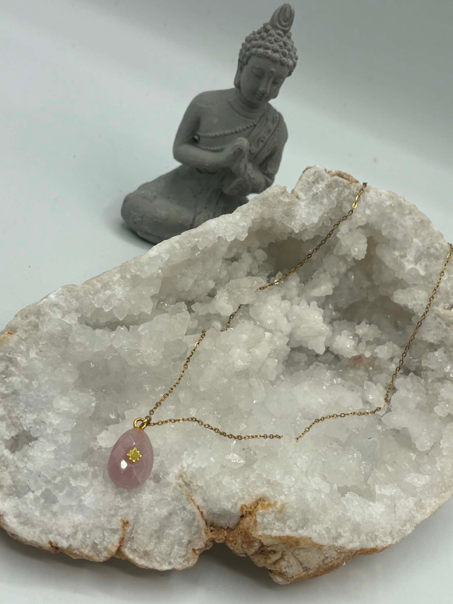 Collier en quartz rose