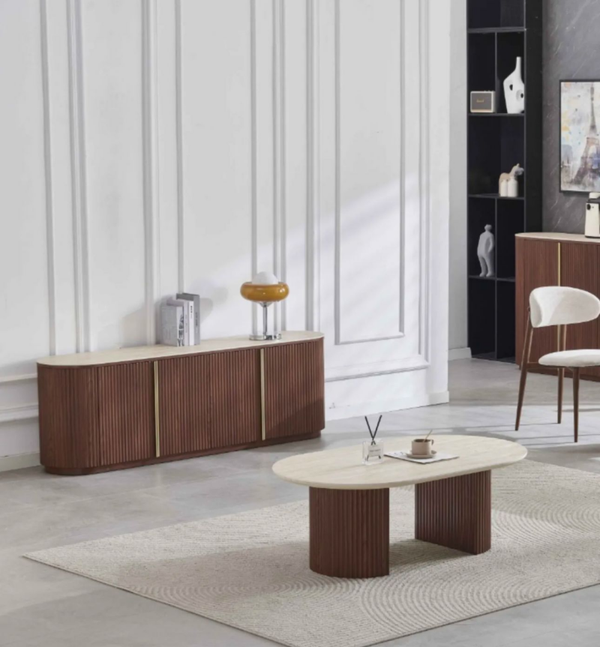 Iconic noyer blad keramisch travertine