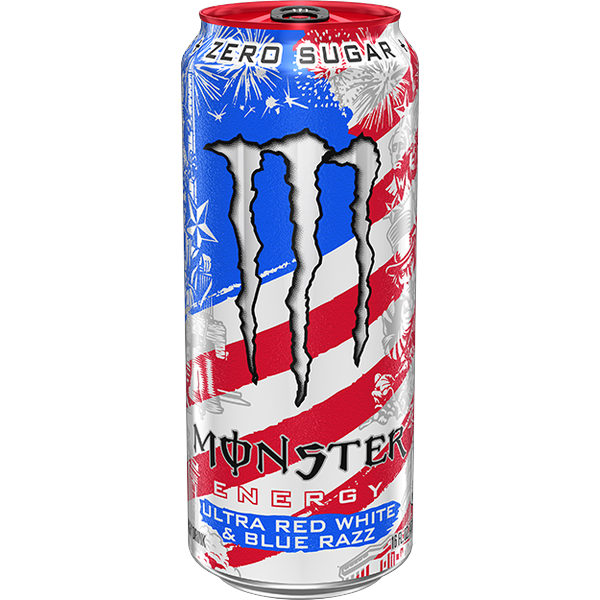 Monster Energy Drink Ultra Red White & Blue Razz Zero Sugar 473ml Dose USA