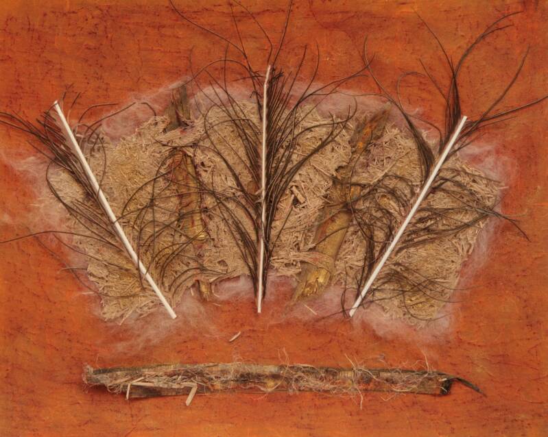 papier van brandnetel met pauweveren 40 x 50 