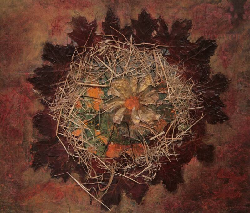 collage met bladeren en bloemblaadjes