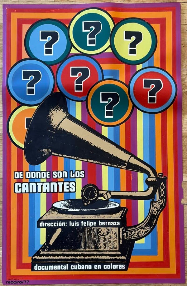 de donde son las cantantes original 1977 silkscreen Cuban film poster Reboiro