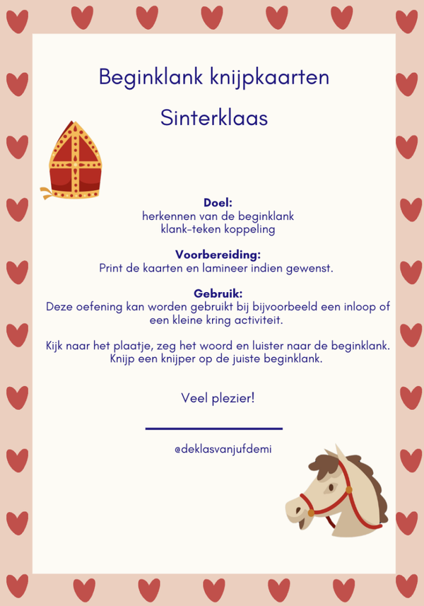 Sinterklaas knijpkaarten beginklank