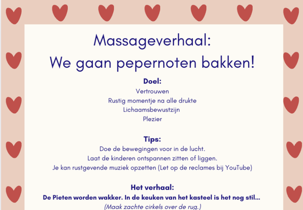 Massageverhaal, we gaan pepernoten bakken Sinterklaas