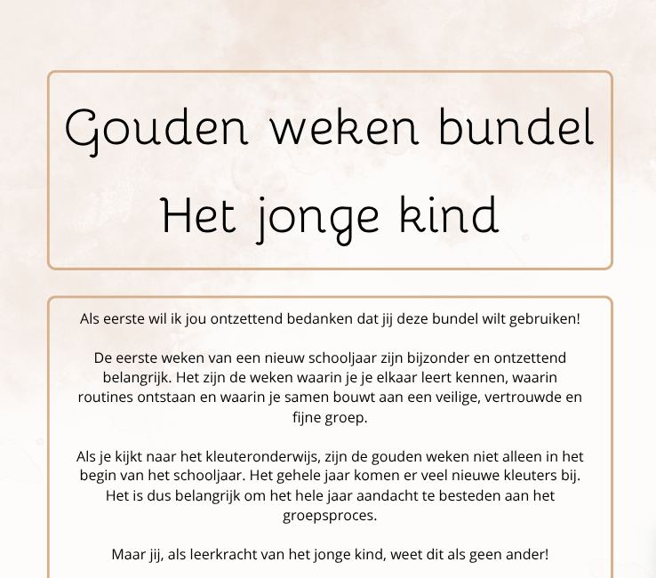 Gouden weken lesbundel, het jonge kind