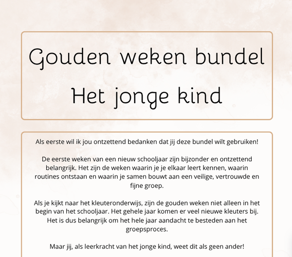 Gouden weken lesbundel, het jonge kind