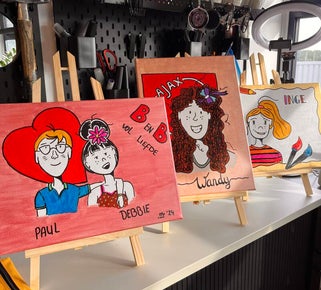 Cartoonachtig geschilderd portret met expressieve kenmerken”