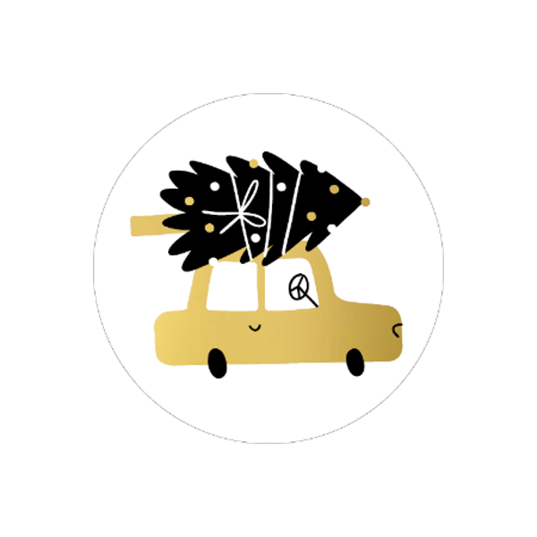 Sticker XL | 50 mm | Car with Christmas tree
