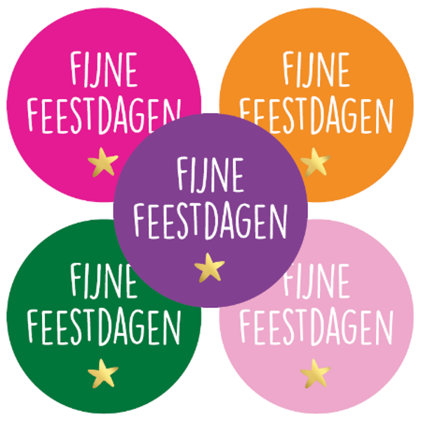Sticker Set | 50 mm | Fijne Feestdagen | Funky