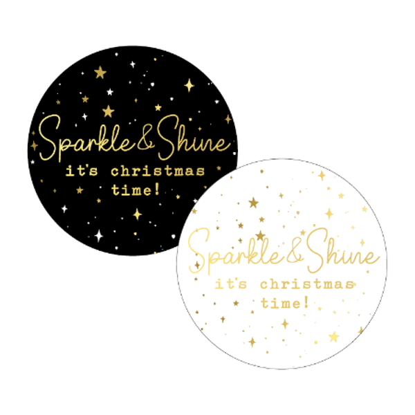 Sticker Set | 50 mm | Sparkle & Shine, It's christmas time