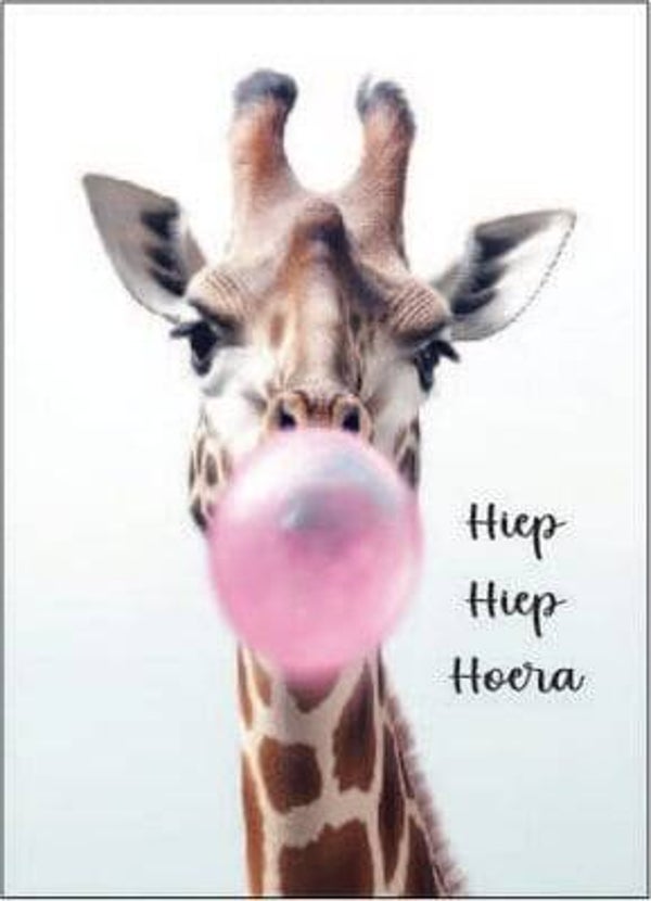 Ansichtkaart  | Giraffe | Hiep hiep hoera