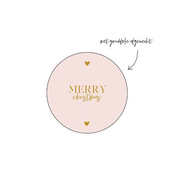 Sticker Rond | 40 mm | Merry Christmas | Pink