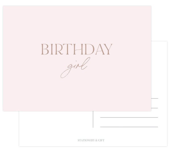 Ansichtkaart  | Birthday girl | Rosegold