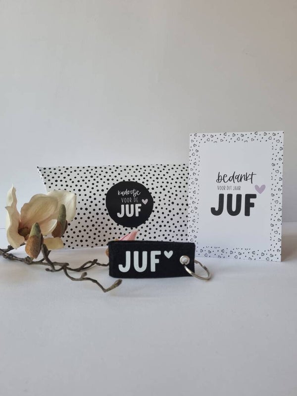Sleutelhanger Juf | Cadeau Set