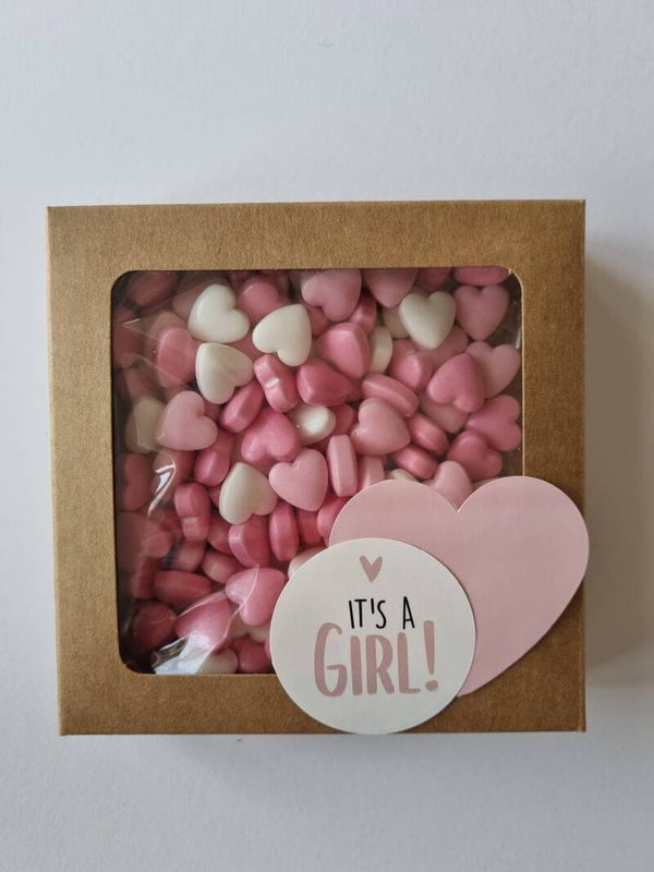 Doosje | It's a girl | Snoephartjes