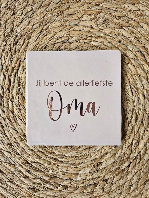 Tegeltje | Jij bent de allerliefste oma ♡ | Pink | Rosegold
