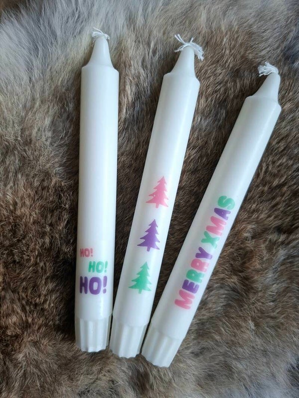 Tekstkaars | Set | Ho Ho Ho | Colorful