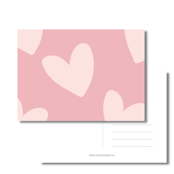Ansichtkaart | Hearts Hearts Hearts | Light Pink