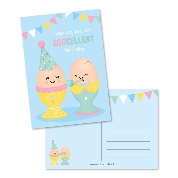 Ansichtkaart | Wishing you an EGGCELLENT birthday