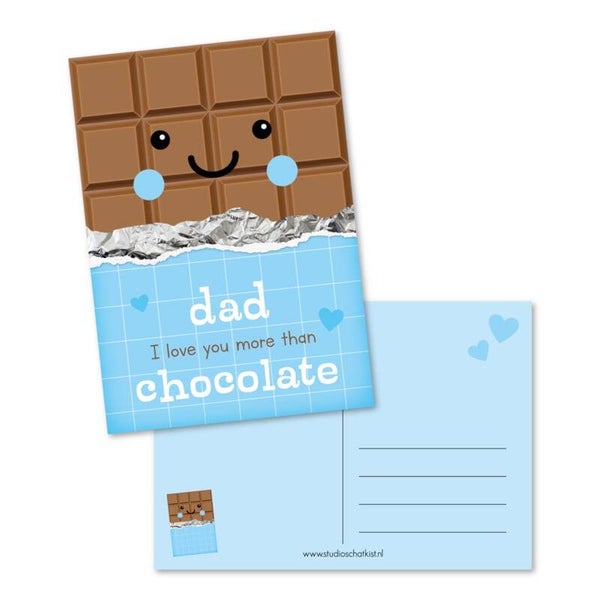 Ansichtkaart | Dad I love you more than CHOCOLATE