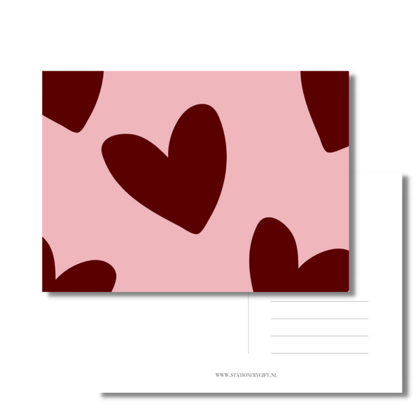 Ansichtkaart | Hearts Hearts Hearts | Aubergine