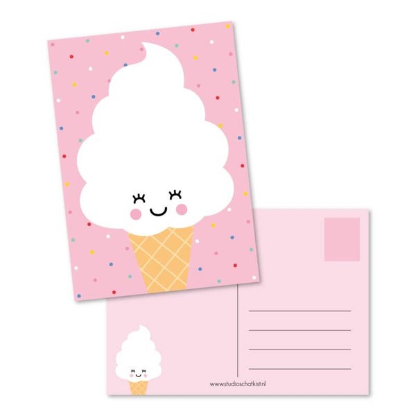 Ansichtkaart | Blanco | Softijsje | Pink