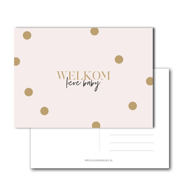 Ansichtkaart | Welkom lieve baby | Pink