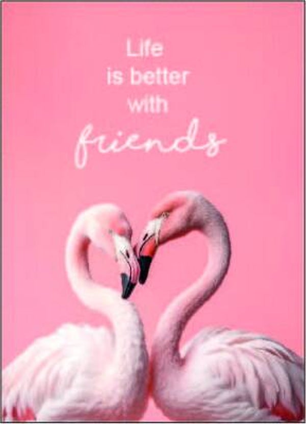 Ansichtkaart  | Flamingo | Life is better with friends