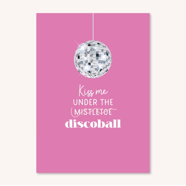 Ansichtkaart | Kiss me under the mistletoe discoball