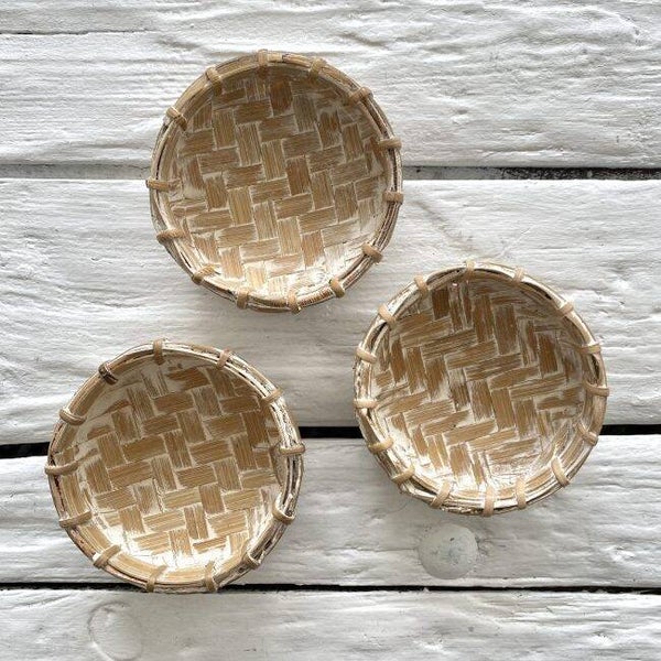 Bamboe schaaltje | White Wash | Small