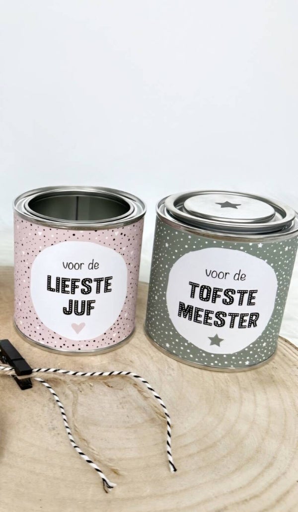 Blikje met wikkel | Voor de tofste meester