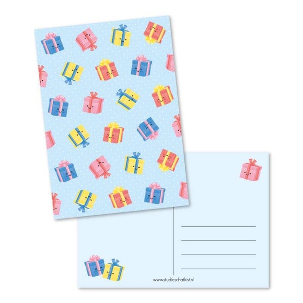 Ansichtkaart | Blanco | Mini cadeautjes | Blue