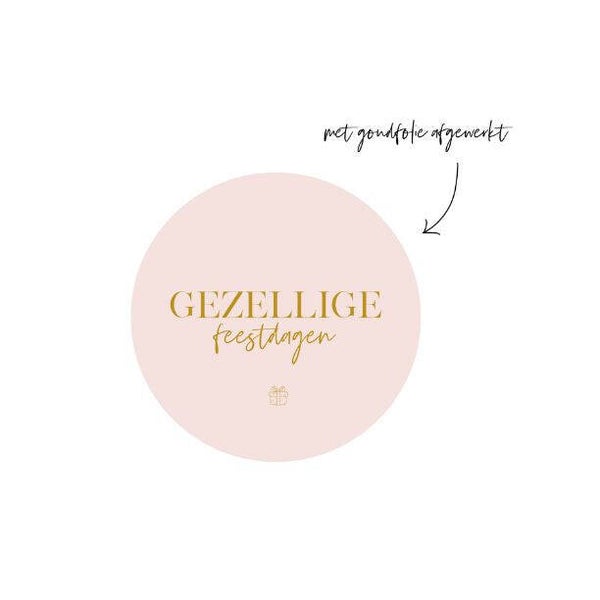 Sticker Rond | 40 mm | Gezellige Feestdagen | Pink