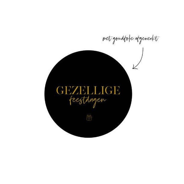 Sticker Rond | 40 mm | Gezellige Feestdagen | Black