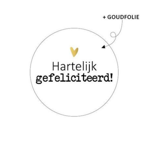 Sticker Rond | 40 mm | Hartelijk gefeliciteerd | white
