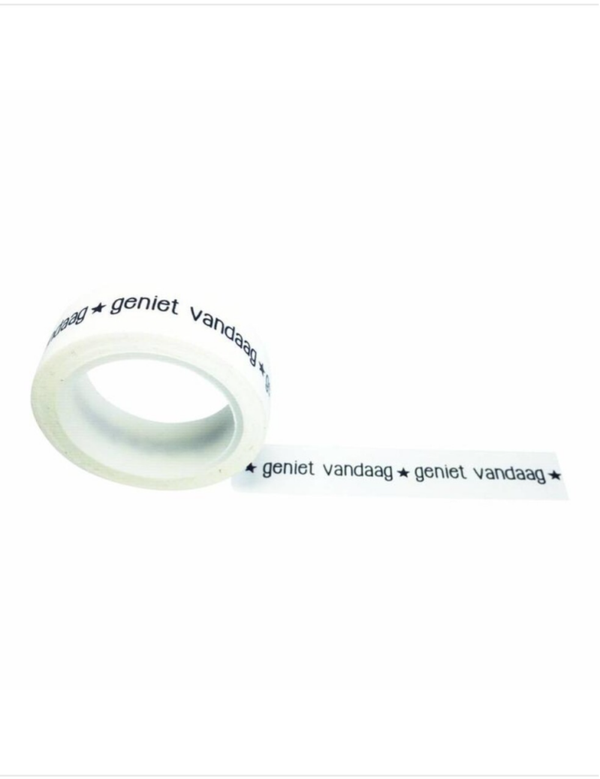 Washitape | Wit met zwarte tekst | Geniet vandaag