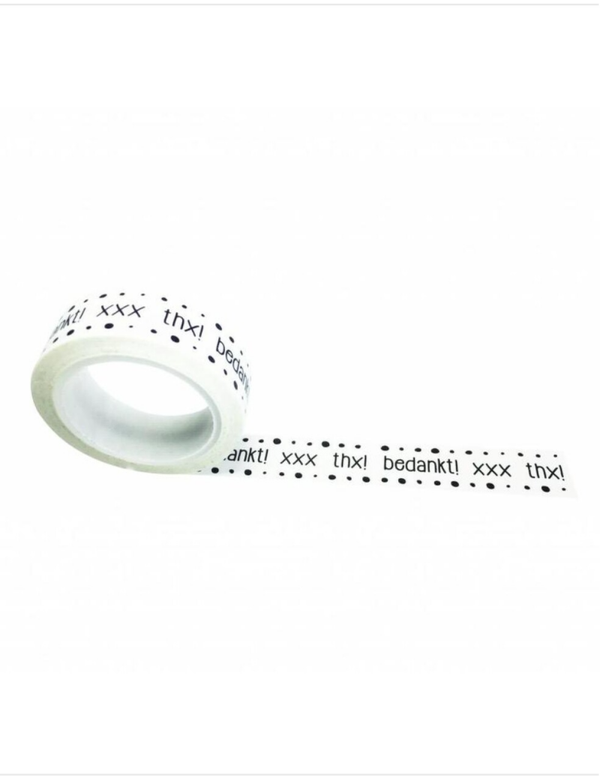 Washitape | Wit met zwarte tekst | Bedankt! xxx