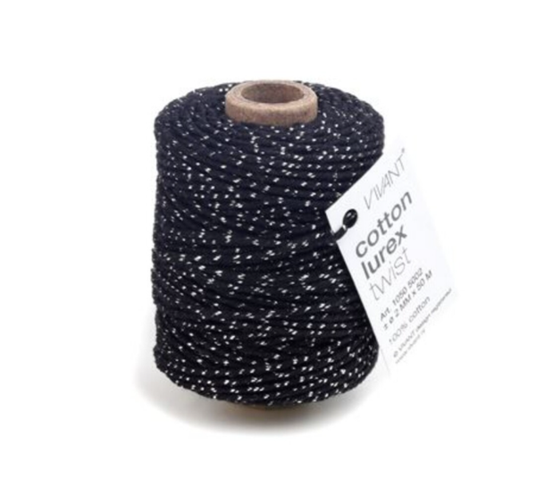 Katoen Glitter Touw | Black Silver