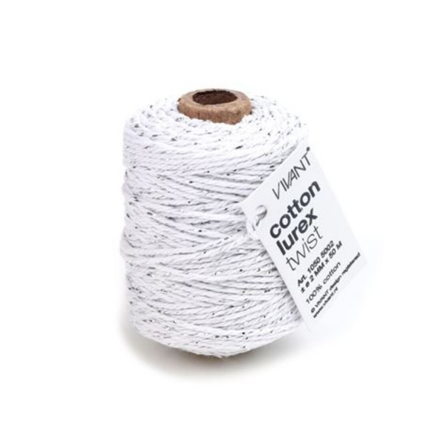 Katoen Glitter Touw | White
