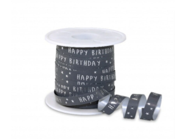 Cadeau Lint | Paporlene | Happy Birthday | Antraciet