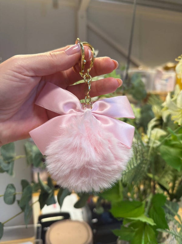 Sleutelhanger | Fluffy Bal & Bow | Pink