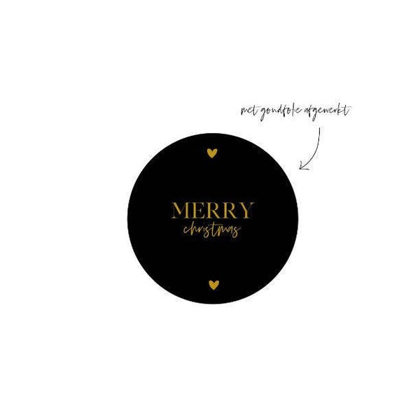 Sticker Rond | 40 mm | Merry Christmas | Black