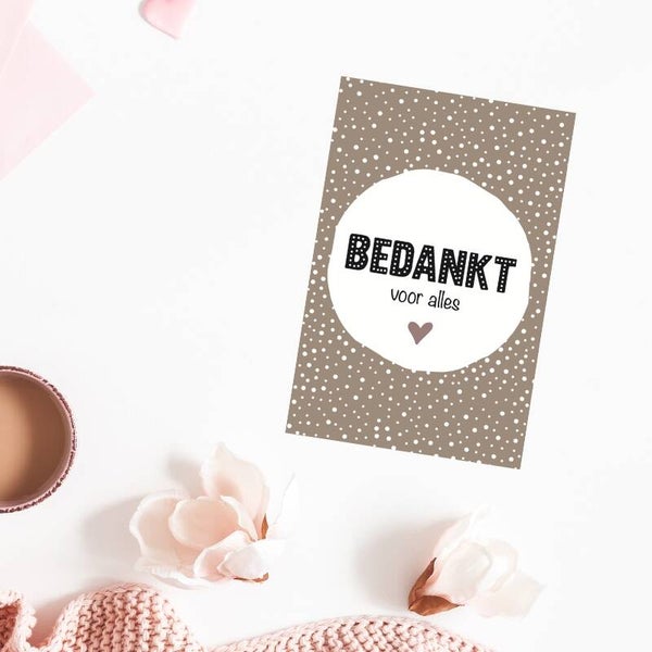 Cadeau Kaartje | Bedankt voor alles | Taupe