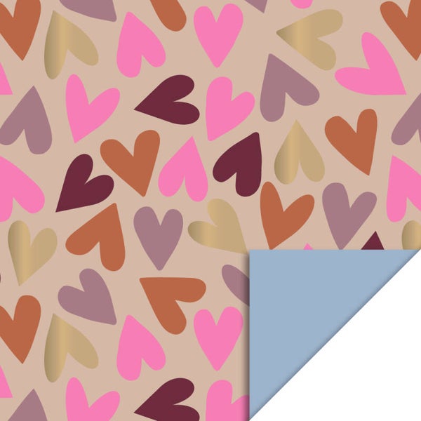 Cadeaupapier | 30 cm | Big Hearts | Nude