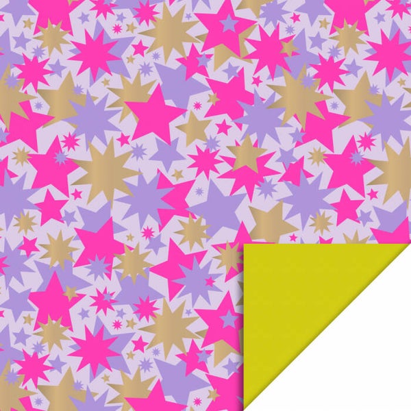 Cadeaupapier | 30 cm | Big Stars | Lilac Fluor Pink