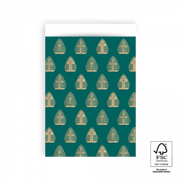 Cadeau Zakje | 17 x 25 | Mijter | Jade Blue Gold Foil