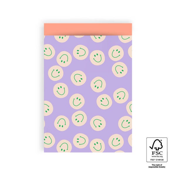 Cadeau Zakje | 17 x 25 | Smiley | Lilac