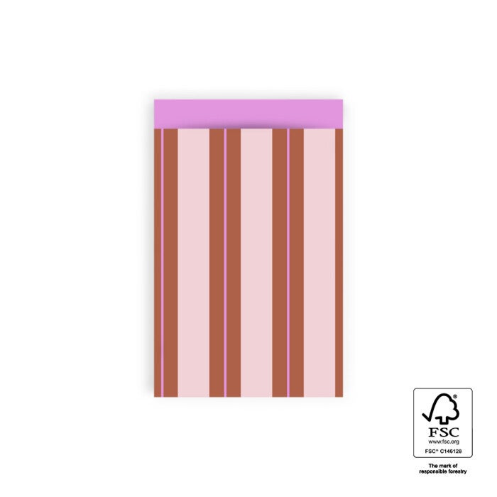 Cadeau Zakje | 12 x 19 cm | Stripes | Chocolate Pink