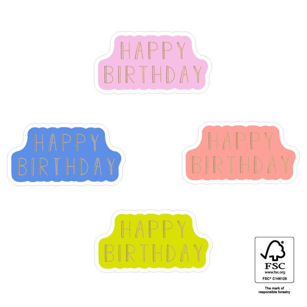 Sticker Set | 55 mm | Happy Birthday | Yellow