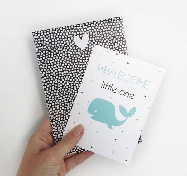 Ansichtkaart | Whalecome little one | mint